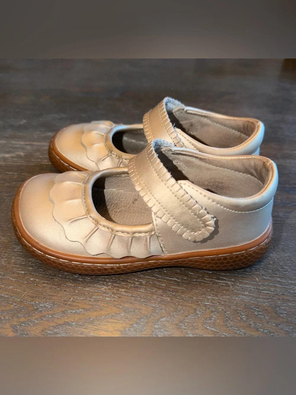 Livie and Luca Champagne Ruche Classic Mary Janes size 8